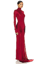 Helsa Slinky Jersey Sarong Maxi Dress in Samba Red, view 2, click to view large image.