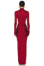 Helsa Slinky Jersey Sarong Maxi Dress in Samba Red, view 3, click to view large image.