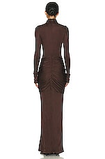 Helsa Slinky Jersey Sarong Maxi Dress in Chocolate Brown, view 3, click to view large image.