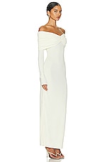 Helsa Matte Jersey Off Shoulder Maxi Dress in Ivory, view 2, click to view large image.