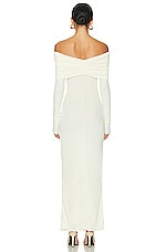 Helsa Matte Jersey Off Shoulder Maxi Dress in Ivory, view 3, click to view large image.