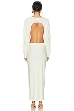 Helsa Matte Jersey Open Back Dress in Ivory, view 3, click to view large image.