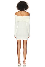 Helsa Matte Jersey Off Shoulder Mini Dress in Ivory, view 3, click to view large image.