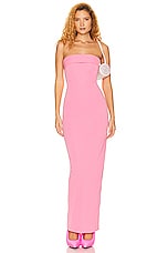 Helsa Tech Gabardine Long Strapless Dress in Very Pink, view 1, click to view large image.