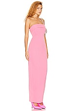 Helsa Tech Gabardine Long Strapless Dress in Very Pink, view 2, click to view large image.