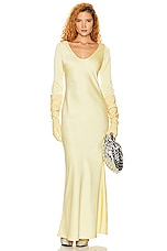 Helsa Angelica Backless Maxi Dress in Pale Yellow, view 2, click to view large image.