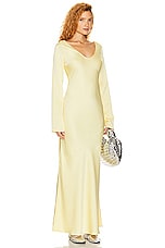 Helsa Angelica Backless Maxi Dress in Pale Yellow, view 3, click to view large image.
