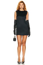 Helsa Heavy Satin Mini Dress in Black, view 1, click to view large image.