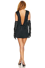 Helsa Heavy Satin Mini Dress in Black, view 3, click to view large image.