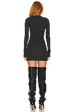 Helsa Turtleneck Mini Dress in 2nd Skin Jersey in Black, view 3, click to view large image.