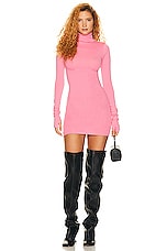 Helsa Jersey Long Sleeve Turtleneck Mini Dress in Very Pink, view 1, click to view large image.