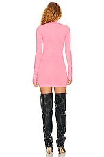 Helsa Jersey Long Sleeve Turtleneck Mini Dress in Very Pink, view 3, click to view large image.