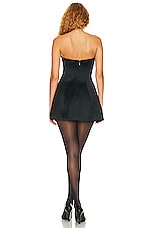 Helsa Heavy Satin Strapless Mini Dress in Black, view 3, click to view large image.