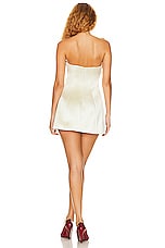 Helsa Heavy Satin Strapless Mini Dress in Bone, view 3, click to view large image.