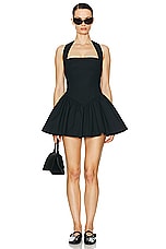 Helsa Faille Halter Mini Dress in Black, view 1, click to view large image.