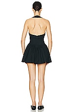 Helsa Faille Halter Mini Dress in Black, view 3, click to view large image.