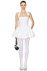 Helsa Faille Halter Mini Dress in White, view 1, click to view large image.