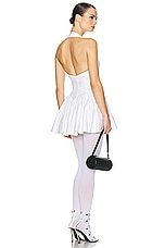 Helsa Faille Halter Mini Dress in White, view 3, click to view large image.