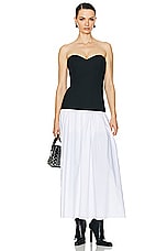 Helsa Faille Colorblock Midi Dress in Black & White, view 1, click to view large image.