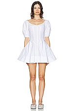 Helsa Poplin Sculptural Mini Dress in White, view 1, click to view large image.