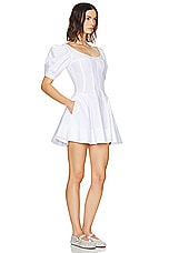 Helsa Poplin Sculptural Mini Dress in White, view 2, click to view large image.