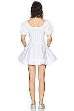 Helsa Poplin Sculptural Mini Dress in White, view 3, click to view large image.