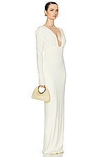 Helsa Jersey Deep V Maxi Dress in Sunlight Yellow, view 3, click to view large image.