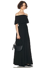 Helsa Petite Eyelet Garden Midi Dress in Black, view 2, click to view large image.