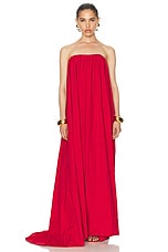 Helsa Crinkle Pleated Gown in Very Red, view 2, click to view large image.