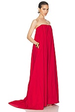 Helsa Crinkle Pleated Gown in Very Red, view 3, click to view large image.
