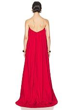 Helsa Crinkle Pleated Gown in Very Red, view 4, click to view large image.