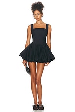 Helsa Poplin Bubble Mini Dress in Black, view 1, click to view large image.