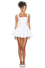 Helsa Poplin Bubble Mini Dress in White, view 1, click to view large image.