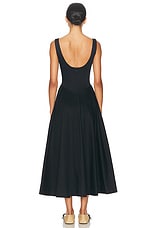 Helsa Stretch Cotton Sateen Midi Dress in Black, view 3, click to view large image.