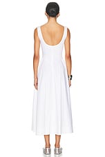 Helsa Stretch Cotton Sateen Midi Dress in White, view 3, click to view large image.