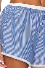 Helsa Pinstripe Poplin House Short in Blue Pinstripe, view 6, click to view large image.