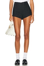 Helsa Washed Linen Micro Short in Black, view 1, click to view large image.