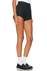 Helsa Washed Linen Micro Short in Black, view 2, click to view large image.