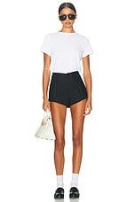 Helsa Washed Linen Micro Short in Black, view 5, click to view large image.