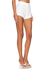 Helsa Washed Linen Micro Short in Natural White, view 2, click to view large image.