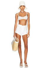 Helsa Washed Linen Micro Short in Natural White, view 5, click to view large image.