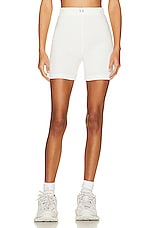 Helsa Organic Heavy Rib Biker Shorts in White, view 1, click to view large image.