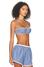 Helsa Pinstripe Poplin Bra in Blue Pinstripe, view 2, click to view large image.