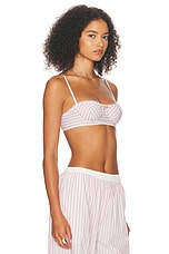 Helsa Wide Stripe Poplin Bra in Mauve Stripe, view 2, click to view large image.