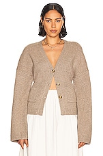 Helsa Sanna Cardigan in Medium Taupe, view 1, click to view large image.