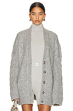 Helsa Serena Cable Cardigan in Heather Grey, view 1, click to view large image.