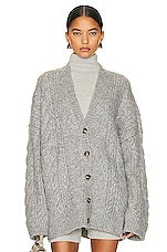 Helsa Serena Cable Cardigan in Heather Grey, view 2, click to view large image.