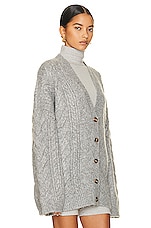 Helsa Serena Cable Cardigan in Heather Grey, view 3, click to view large image.