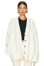 Helsa Serena Cable Cardigan in White, view 1, click to view large image.