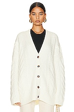 Helsa Serena Cable Cardigan in White, view 2, click to view large image.